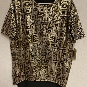 LuLaRoe Black and Gold Short Sleeve Top
